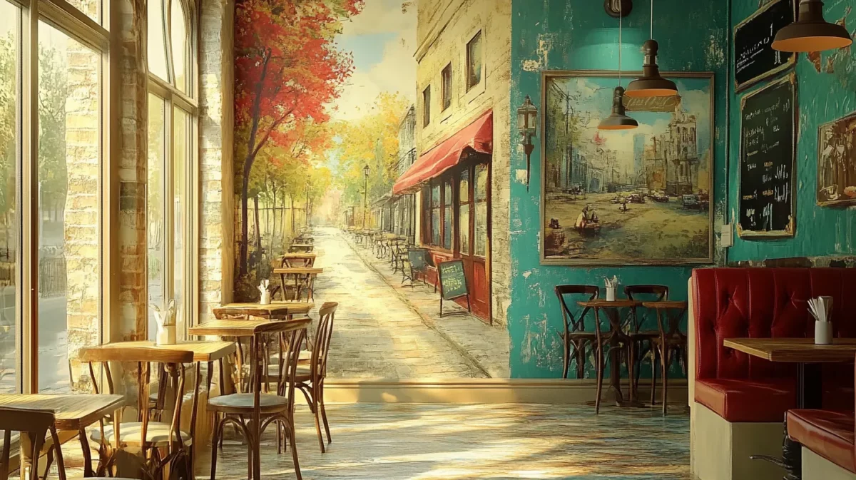 vintage cafe 3d wall painting