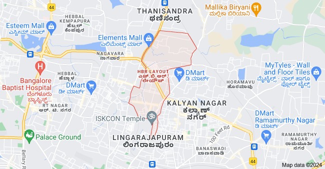 HBR Layout, Bangalore - Map, Pin Code, & Property Rates 2025